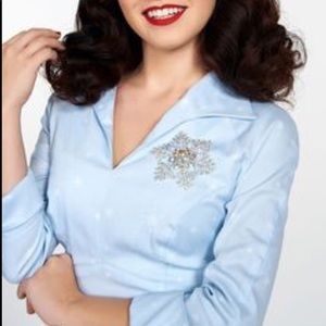 Pinup Couture Lauren Top Snowflake Print Small